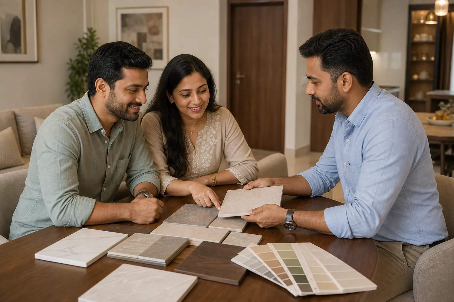 Interior design material selection and planning