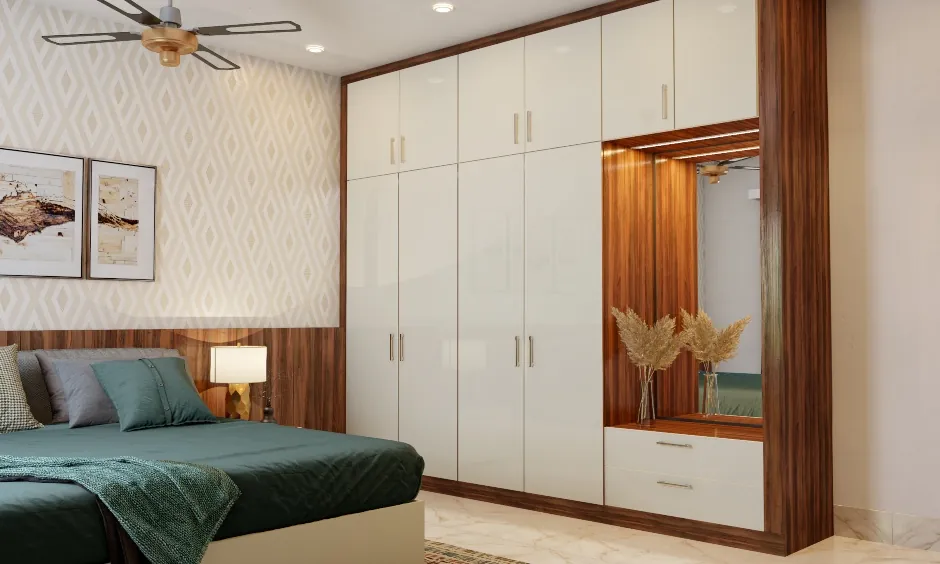 walnut wardrobe bedroom in Hyderabad