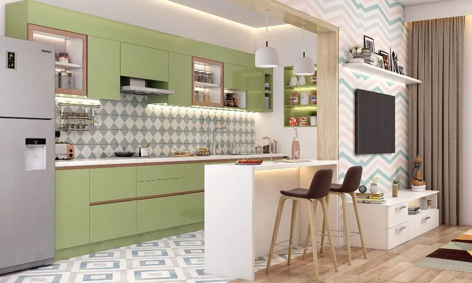 matte sage kitchen in Hyderabad