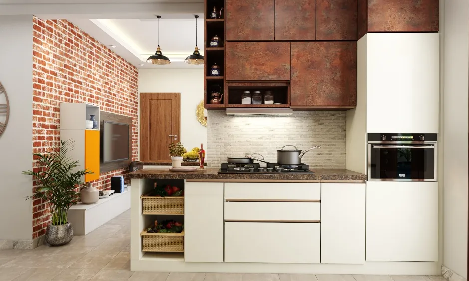 brick accent kitchen in Hyderabad