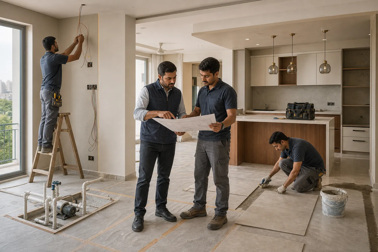 RnB Interiors team coordinating renovation execution