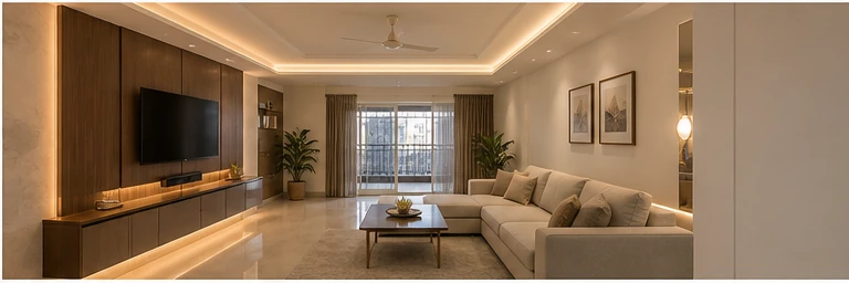Finished living room interior after transformation